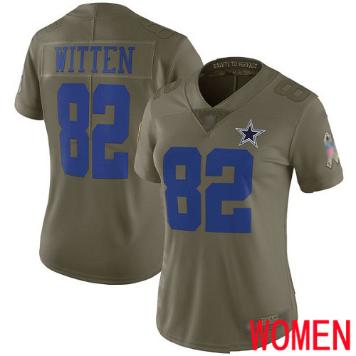 Women Dallas Cowboys Limited Olive Jason Witten 82 2017 Salute to Service NFL Jersey